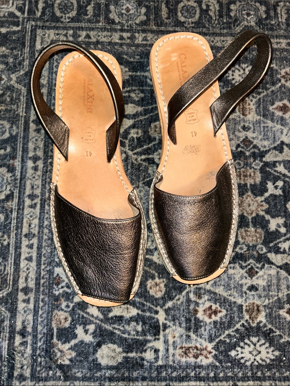 Metallic Olive Leather Women’s Slingback Sandals